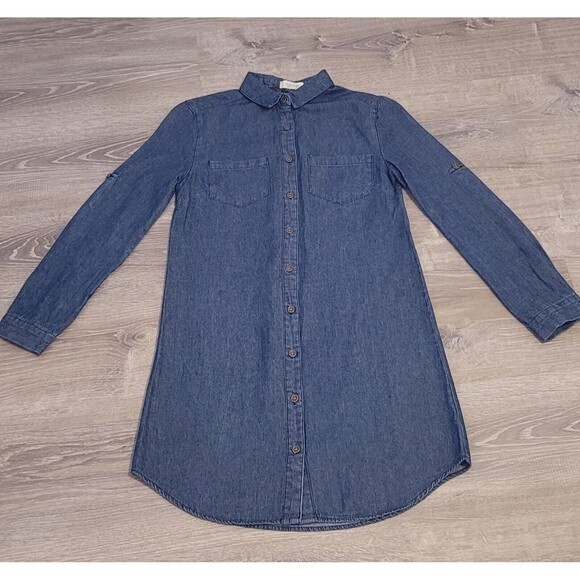TAYLOR & SAGE Women's Long Sleeve Button Down Denim Shirt‎ Dres  Size XS - Picture 2 of 10